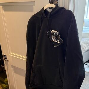 Raf Simons Black Hoodie with Graphic Patch